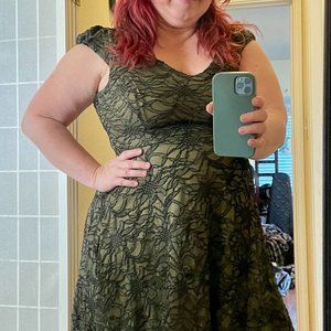 Modcloth Yellowstar Green Lace Dress